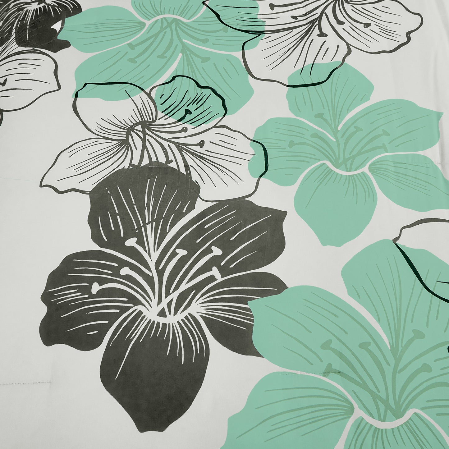 WONGS BEDDING Floral Boho Comforter Queen Size,3 Pcs Green Flowers Microfiber Bedding Set(90"x96")