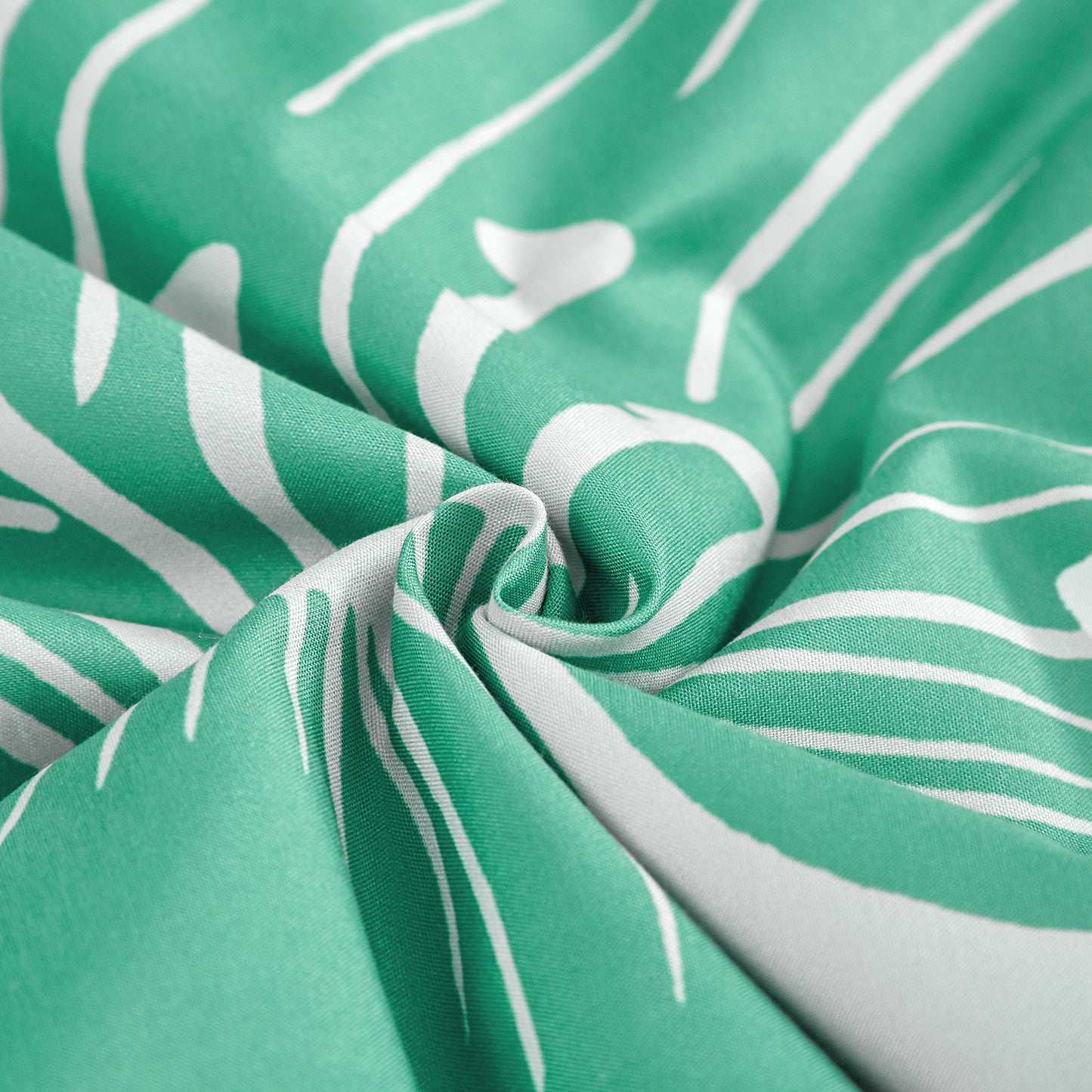 WONGS BEDDING Floral Boho Comforter Queen Size,3 Pcs Green Flowers Microfiber Bedding Set(90"x96")
