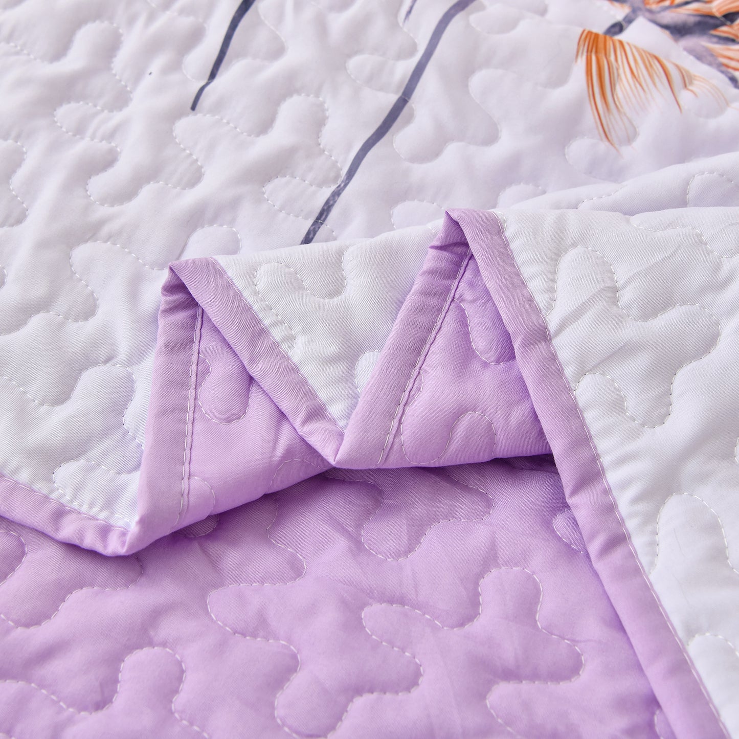 WONGS BEDDING Floral Quilt Set Queen Size,3 Pcs Purple Bedspread Set Lightweight Coverlet for All Seasons(90"x 96")