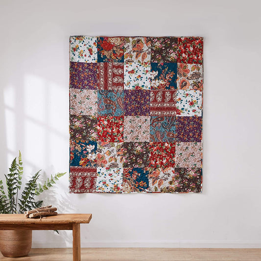 WONGS BEDDING Classic Quilted Floral Patchwork Throw Blanket