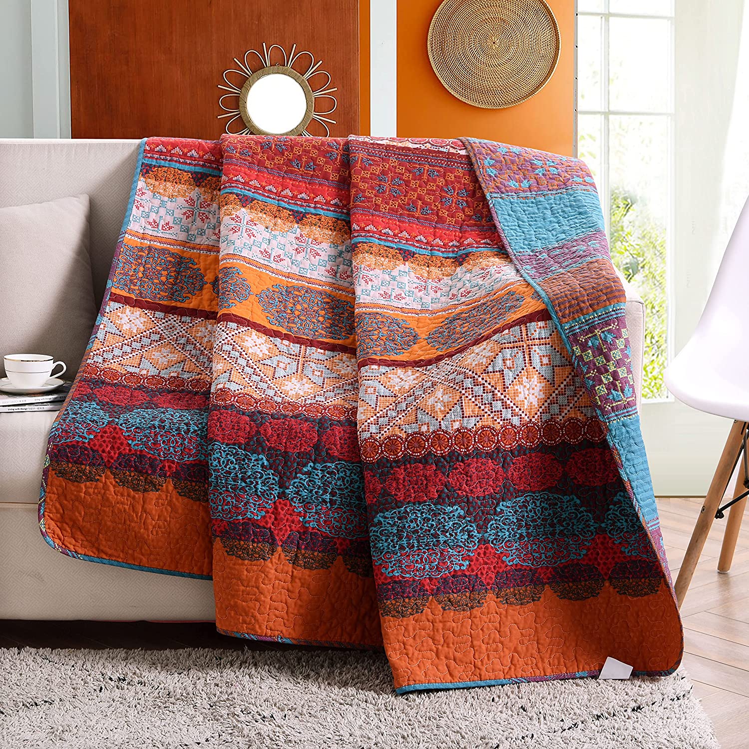 Boho orange best sale throw blanket