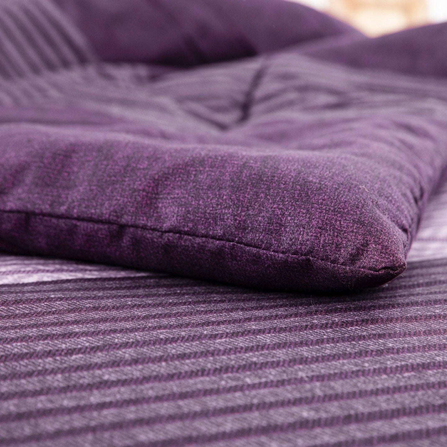 WONGS BEDDING Purple Striped Comforter Set - Wongs bedding