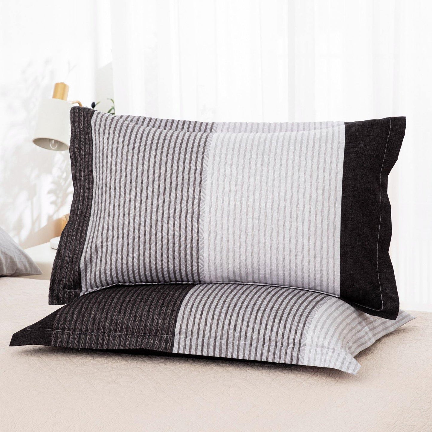 WONGS BEDDING black and white Comforter set 3 Pieces Bedding Comforter with 2 Pillow Cases - Wongs bedding