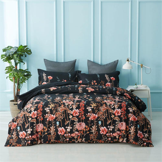 WONGS BEDDING Blossoming flowers Comforter set bedroom bedding 3 Pieces Bedding Comforter with 2 Pillow Cases - Wongs bedding