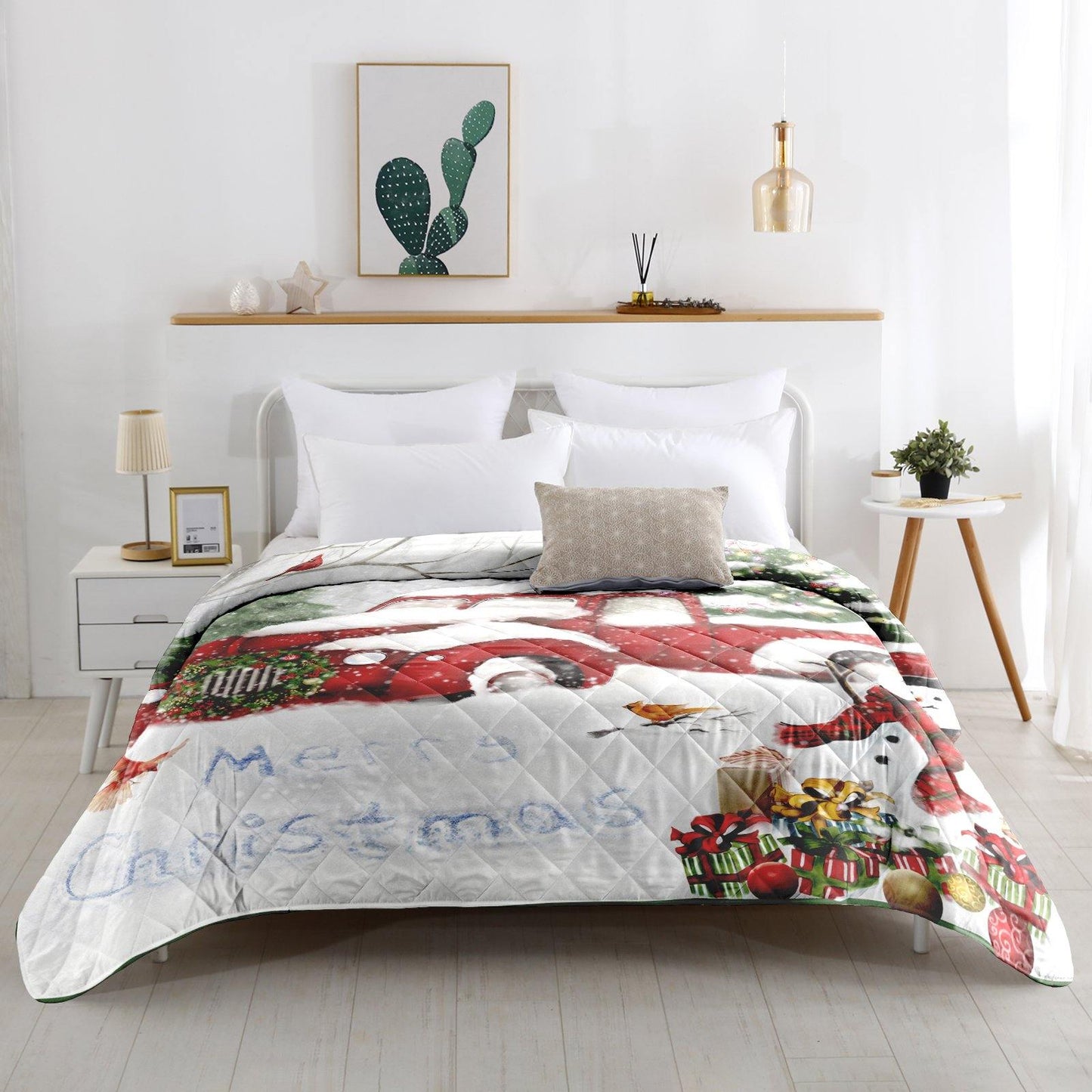 Christmas snowman car elements Quilt Set for all seasons - Wongs bedding