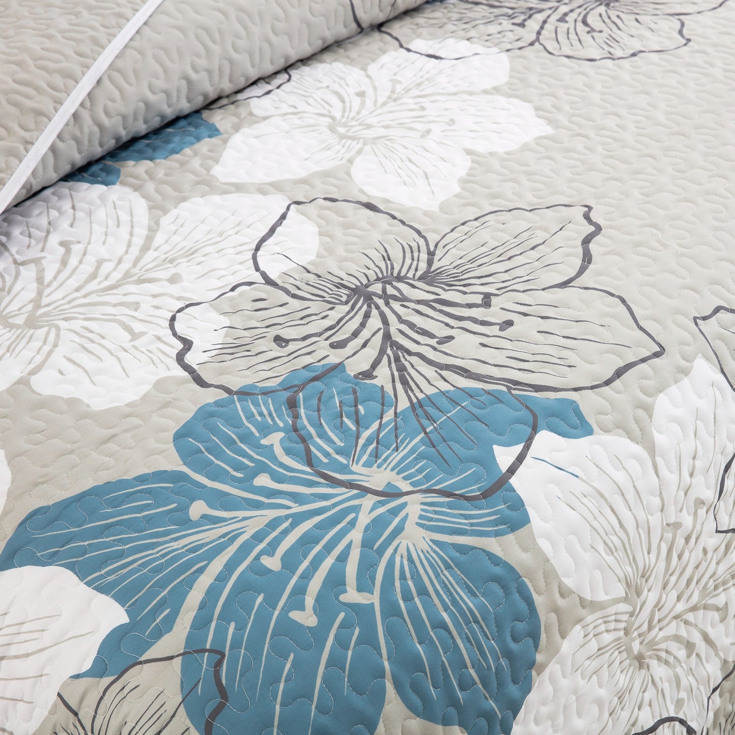 WONGS BEDDING Floral Pattern Quilt Set 3 Pieces Bohemian Bedspread Queen Quilt Set With 2 Pillow Shams