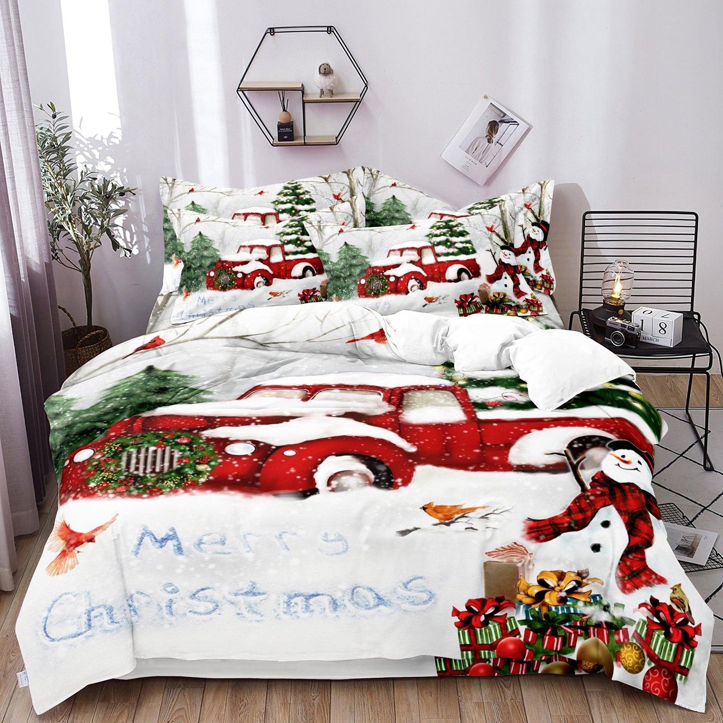 WONGS BEDDING Christmas Car Duvet Cover Pillowcase Set - Wongs bedding