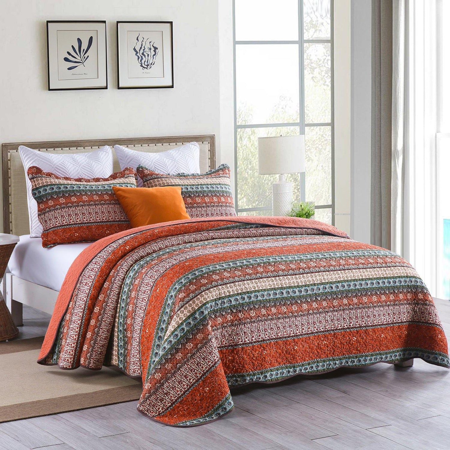 Bohemian Quilt Set Coverlet with 2 Pillowcases - Wongs bedding
