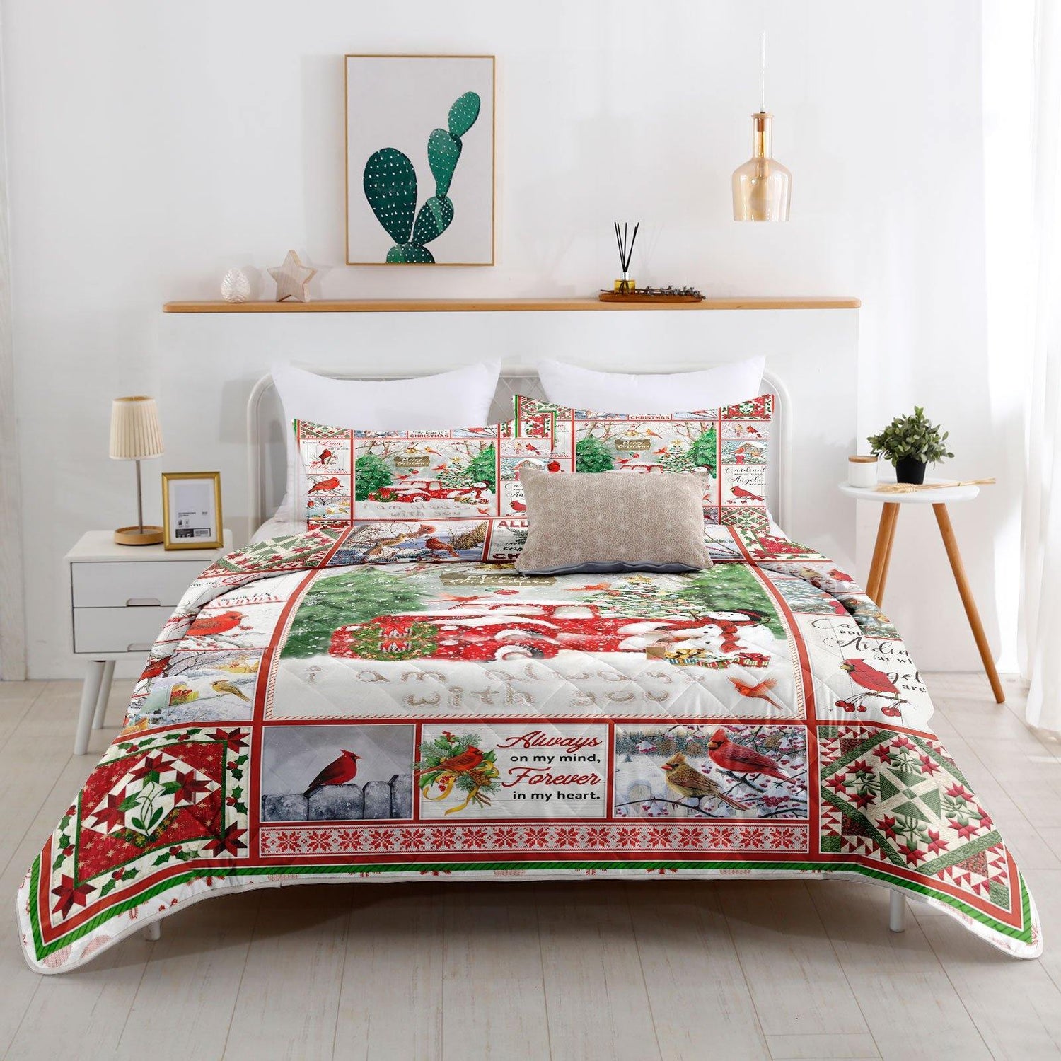 Wongs Bedding Christmas pattern quilt set（Complimentary 2 pieces of 18"*30" pillowcases） - Beddinger