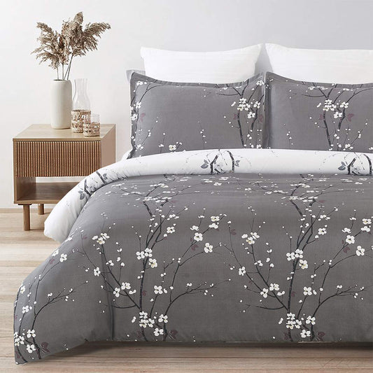 Grey Plum Comforter Set 3 Pieces Bedding Comforter with 2 Pillow Cases
