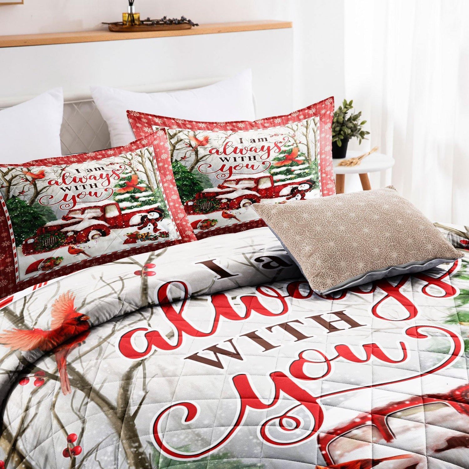 Wongs Bedding Christmas tree pattern quilt set（Complimentary 2 pieces of 18"*30" pillowcases） - Beddinger
