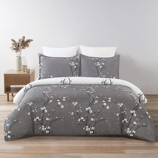 Grey Plum Comforter Set 3 Pieces Bedding Comforter with 2 Pillow Cases