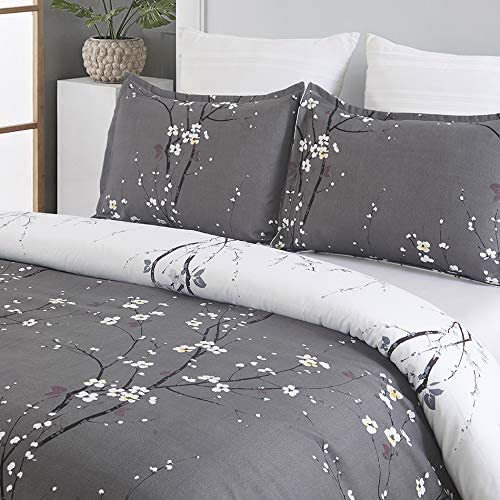 Tree Branch Bloom Flower Microfiber Reversible Bedding Set 7 Pieces Reversible Comforter Set With 4 Pillows