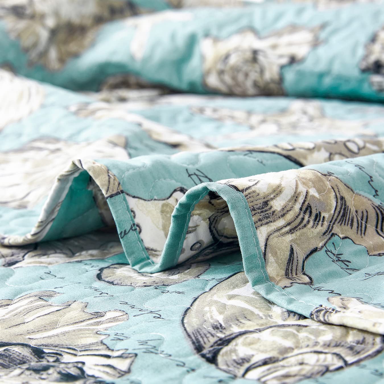 Ocean Theme Blue Beach 3 Pieces Quilt Set with 2 Pillowshams