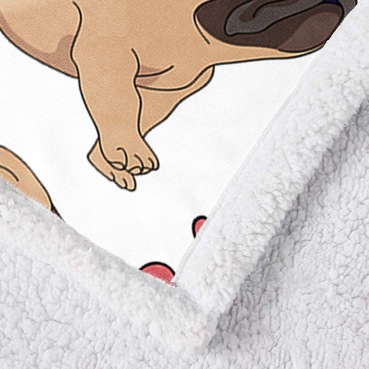 WONGS BEDDING Pug Dog Printed Sherpa Blanket - Wongs bedding