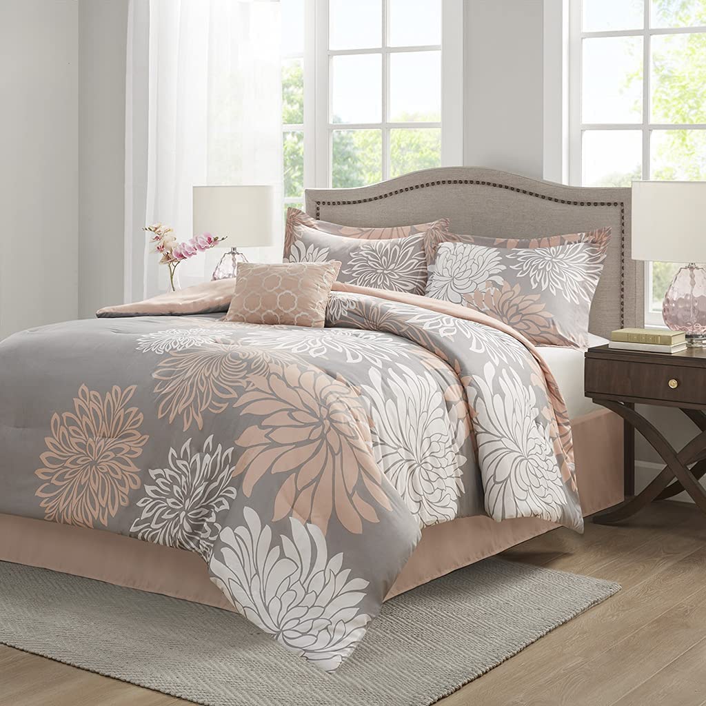 WONGS BEDDING Modern Floral Design 5 Pieces Comforter Set