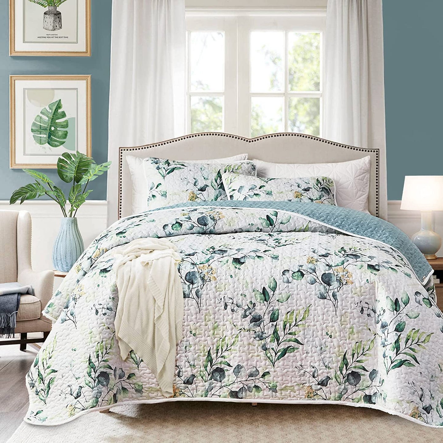 Wongs Bedding Simple and Fresh Style 3 Pieces Quilt Set with 2 Pillowcases