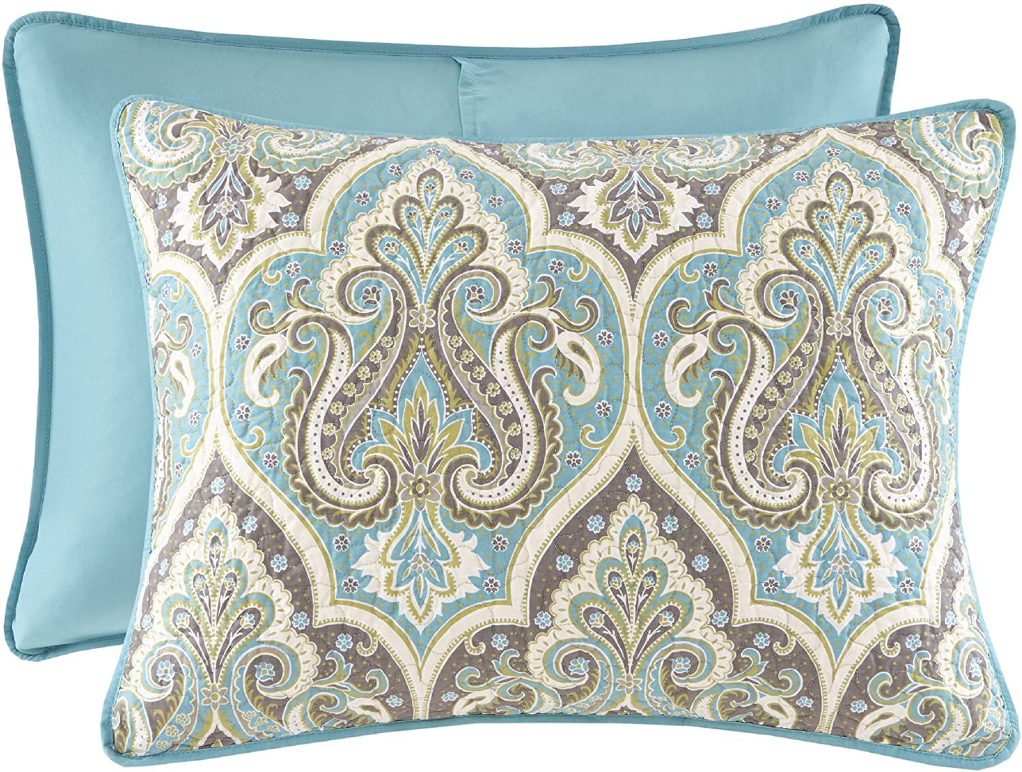 Wongs Bedding Teal Paisley Design3 Pieces Quilt Set With 2 Pillowcases