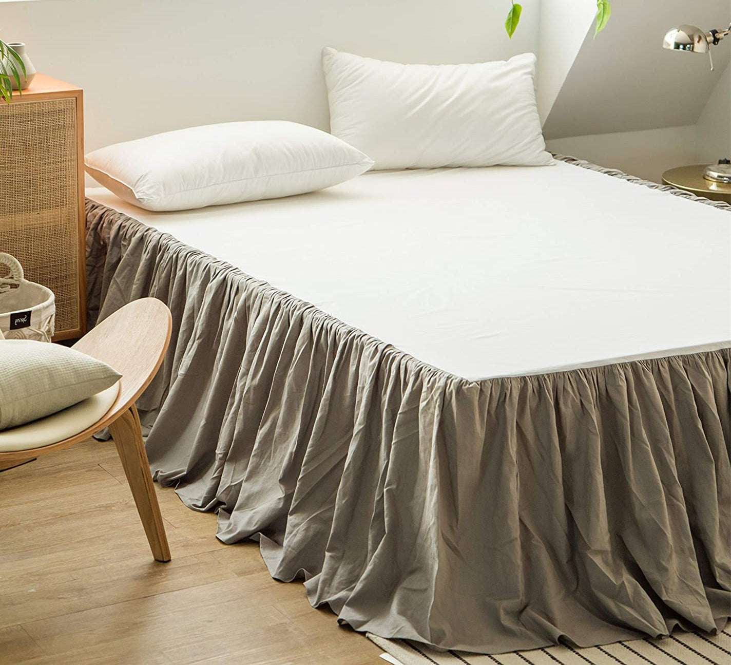 WONGS BEDDING Natural Flax Cotton French Linen Bed Skirt