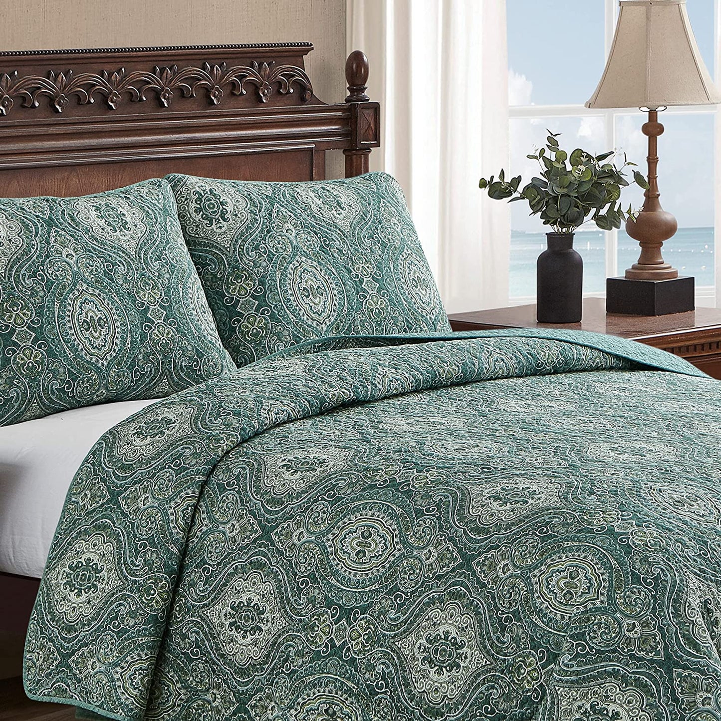Pure cotton Lightweight Tropical Style 3 Pieces Quilt Set with 2 Pillowcases