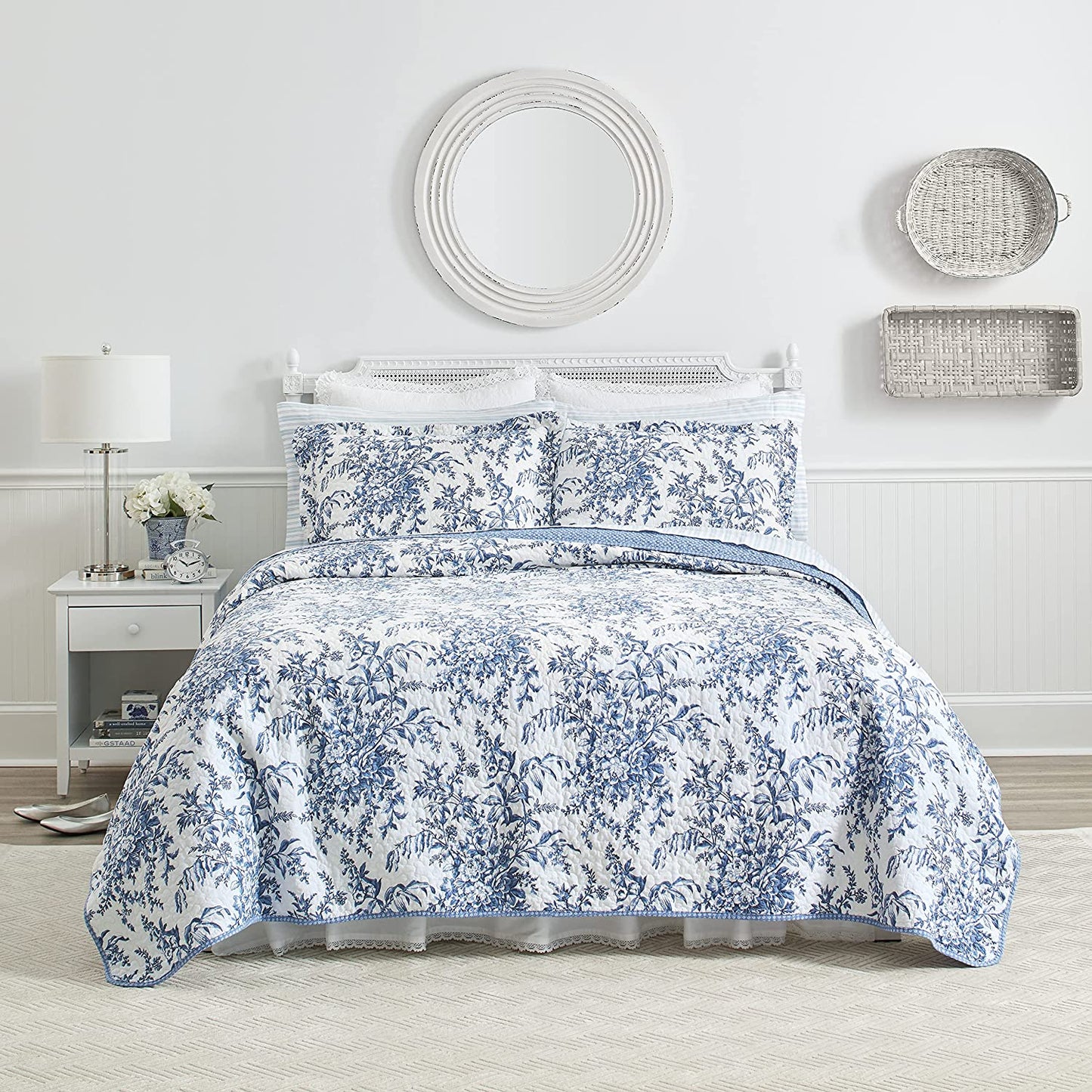 Pure cotton Lightweight Casual Coastal Style 3 Pieces Quilt Set with 2 Pillowcases