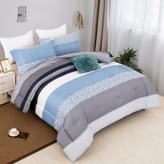 WONGS BEDDING  Stripes Comforter Set With 2 Pillow Cases