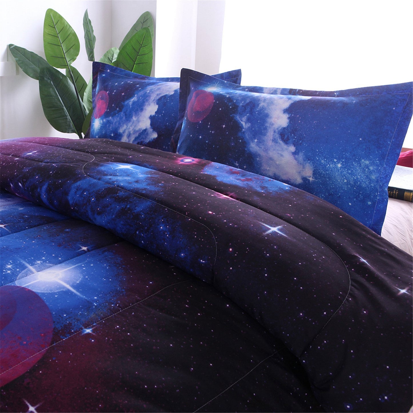 WONGS BEDDING A Nice Night Galaxy comforter set 3 Pieces Bedding Comforter with 2 Pillow Cases - Wongs bedding