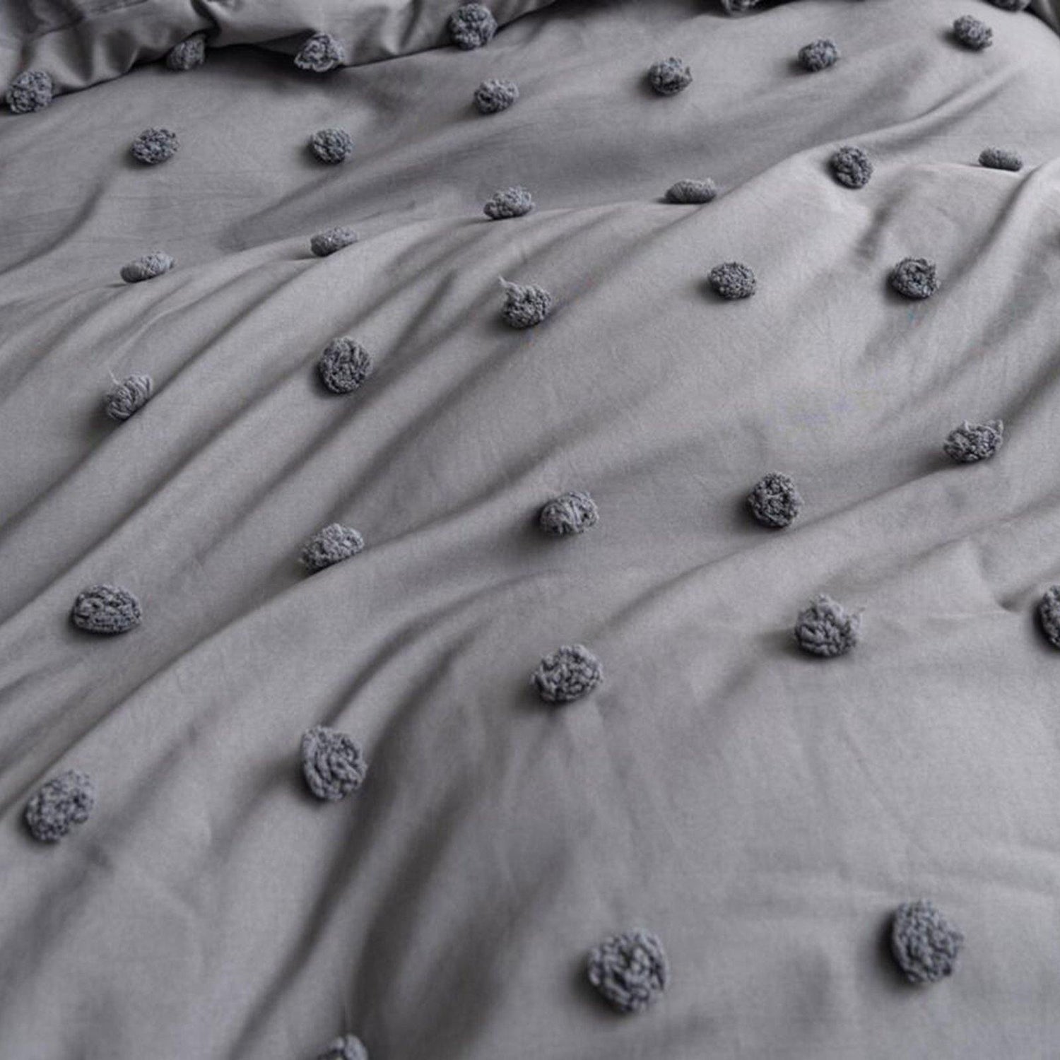 Dark Gray Tufted Dot comforter set bedroom bedding 3 Pieces Bedding Comforter with 2 Pillow Cases suitable for the whole season - Wongs bedding