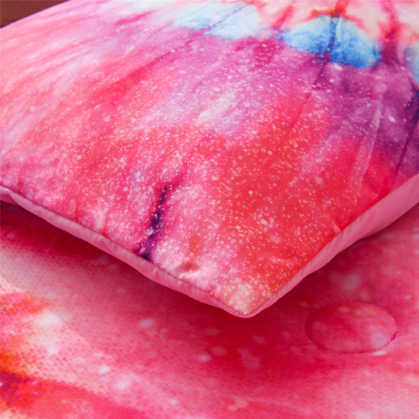Tie-dye Technique Bright Flowers Comforter Set with 2 Pillow Cases