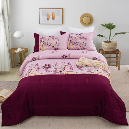 WONGS BEDDING Flower Comforter Set with 2 Pillow Cases