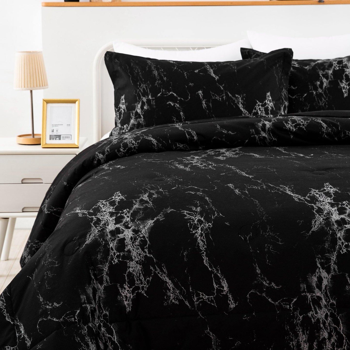 WONGS BEDDING Black Marble Comforter Set  for All Season - Wongs bedding