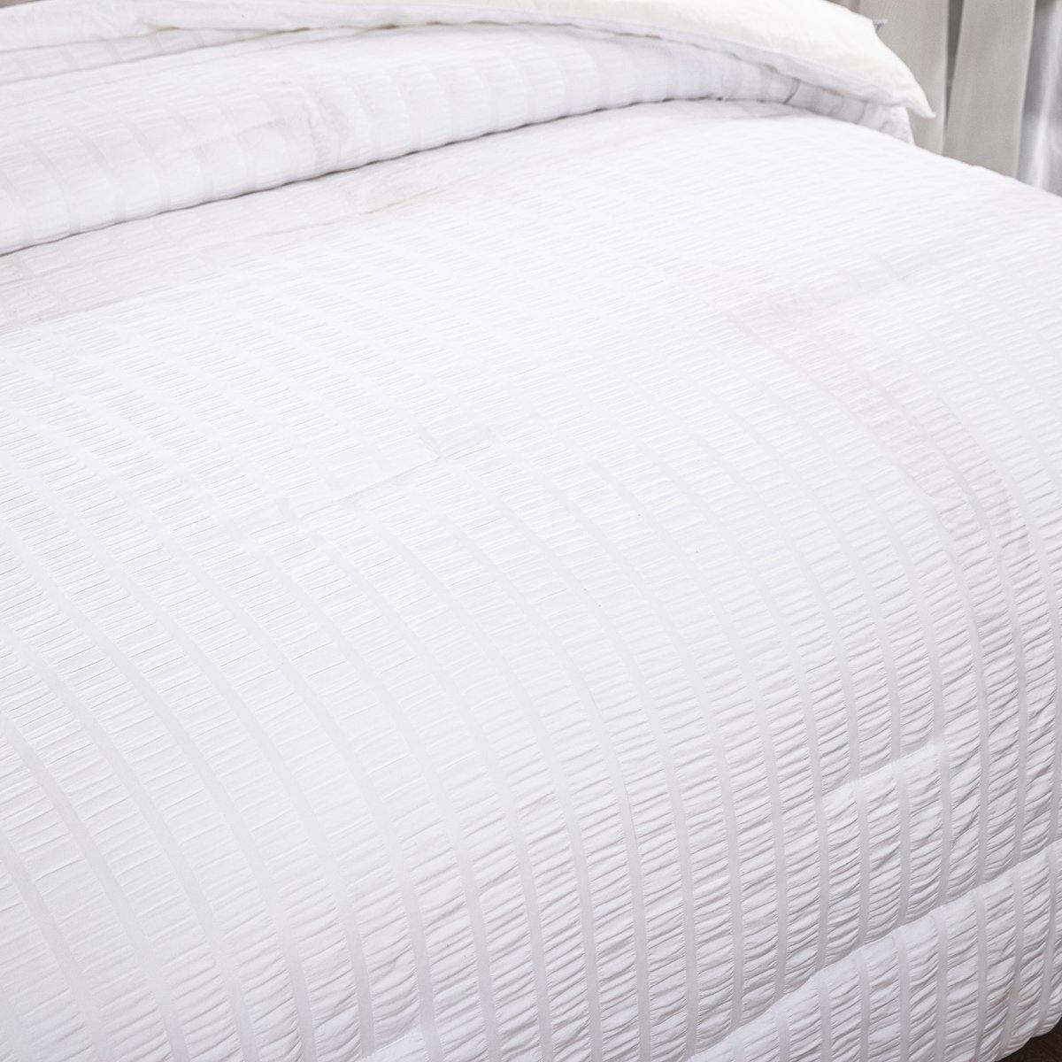 White Seersucker Comforter Set 3 Pieces Comforter Set for All Season - Wongs bedding