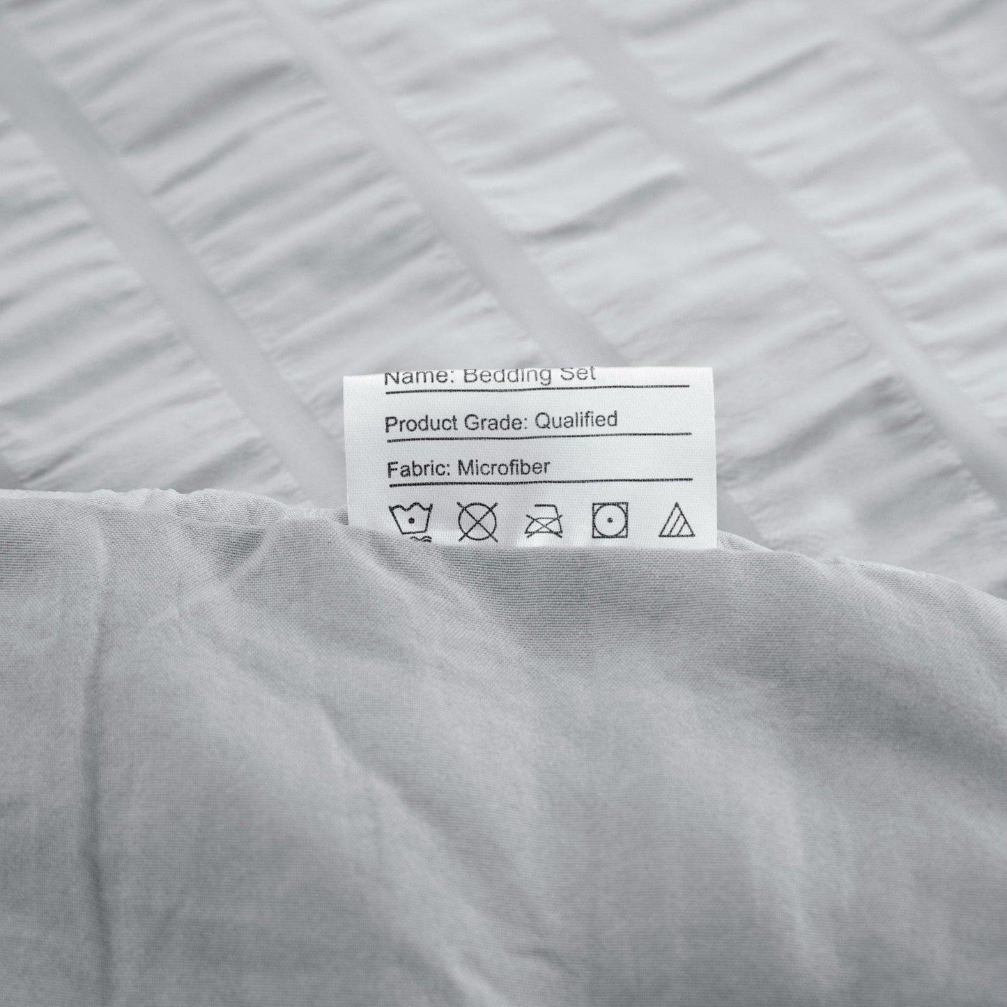 Grey Seersucker Comforter Set 3 Pieces Striped Textured Bedding for All Season - Wongs bedding