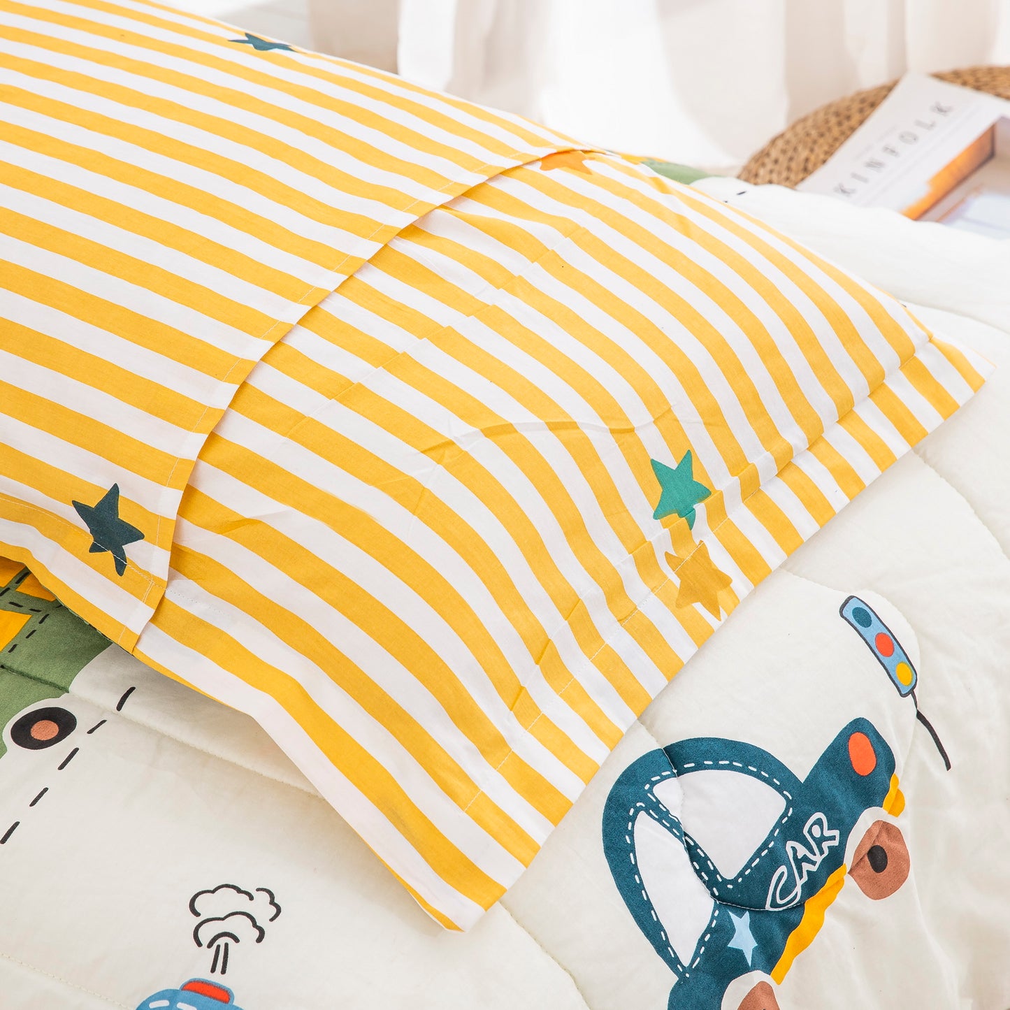 Cars Toddler Comforter Set 100% Cotton Soft Crib Bedding Set for Boys Girl