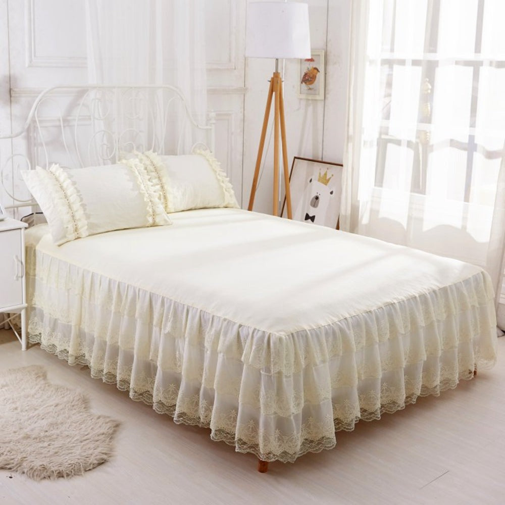WONGS BEDDING Cream White Lace Bed Skirt
