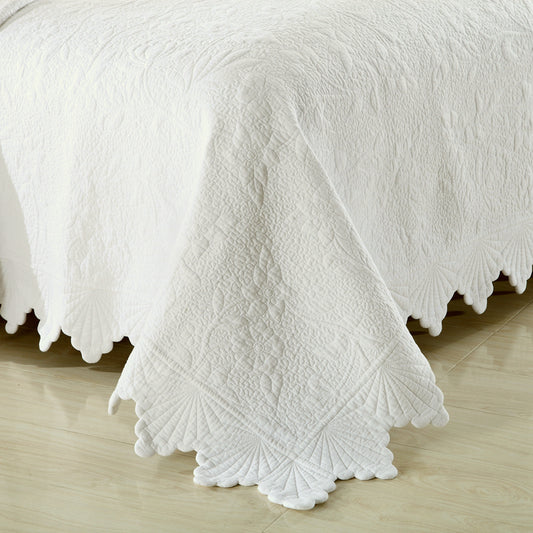 Pure Cotton Luxury Farmhouse White 3 Pieces Quilt Set with 2 Pillowcases
