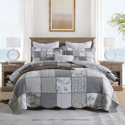 White Bohemian Quilt Set Coverlet with 2 Pillowcases - Wongs bedding