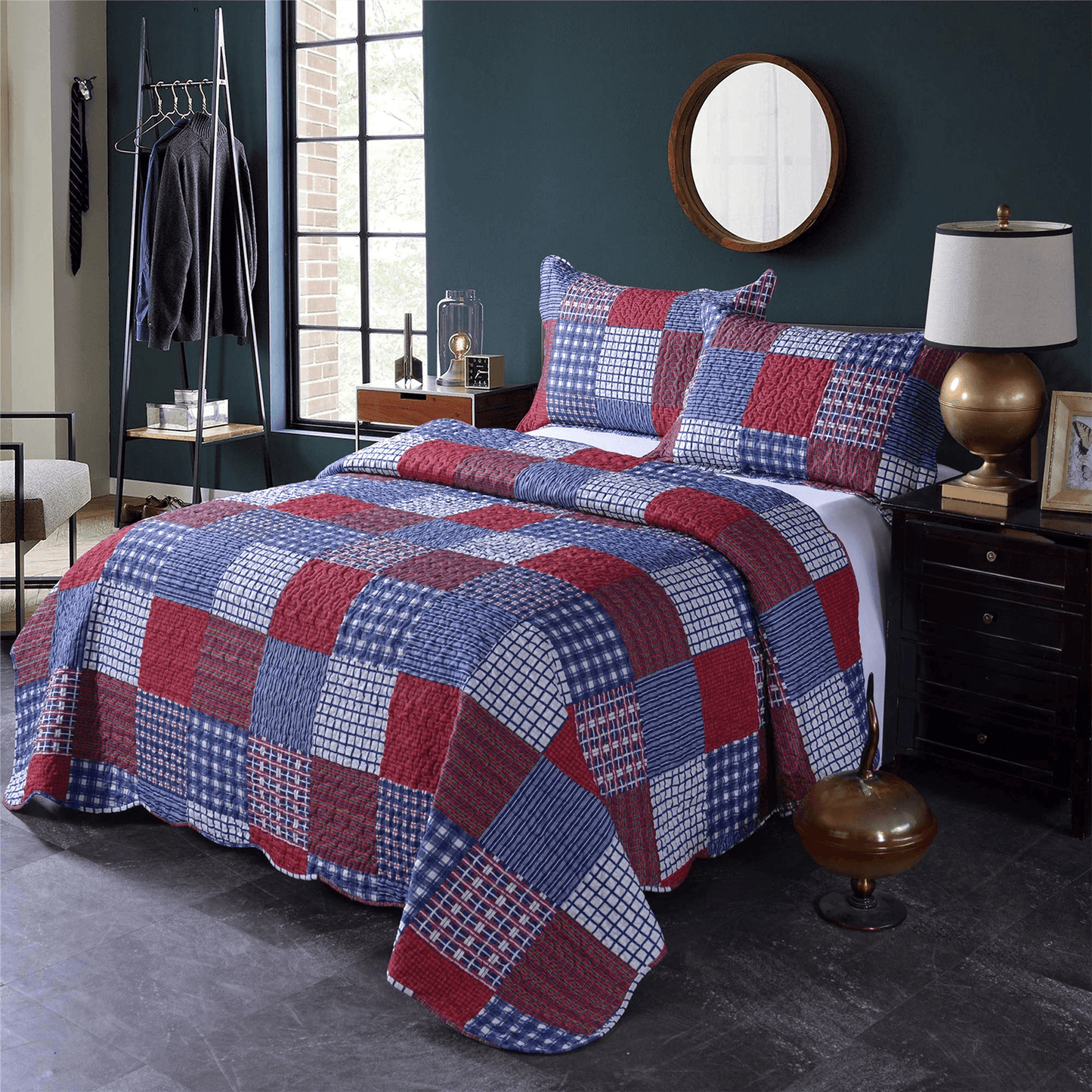 Bohemian Style Square Lattice Stitching Quilt Set - Wongs bedding