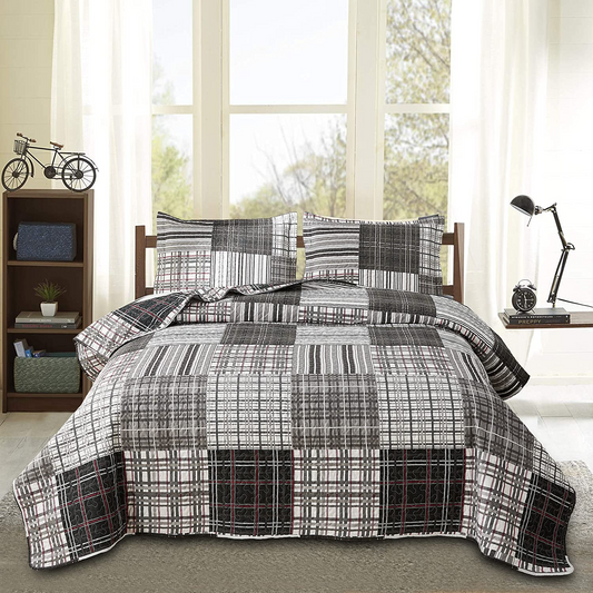 Stripe Stitching Style 3 Pieces Quilt Set with 2 Pillowcases