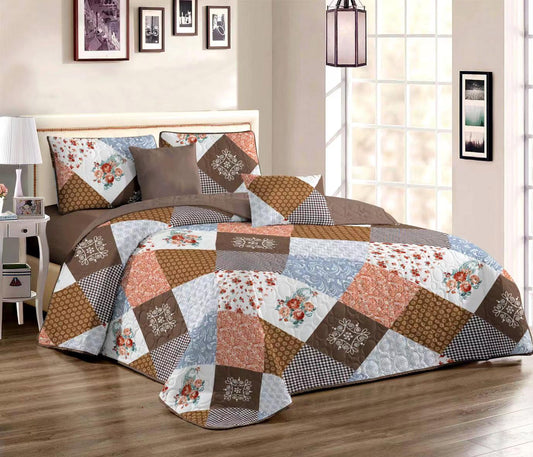 WongsBedding Floral Patchwork Quilt Set With 2 Pillowcases