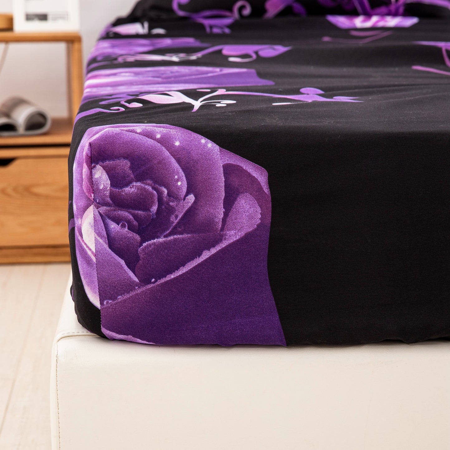 WONGS BEDDING Large Purple Flowers Sheet Set 4 Pieces Set