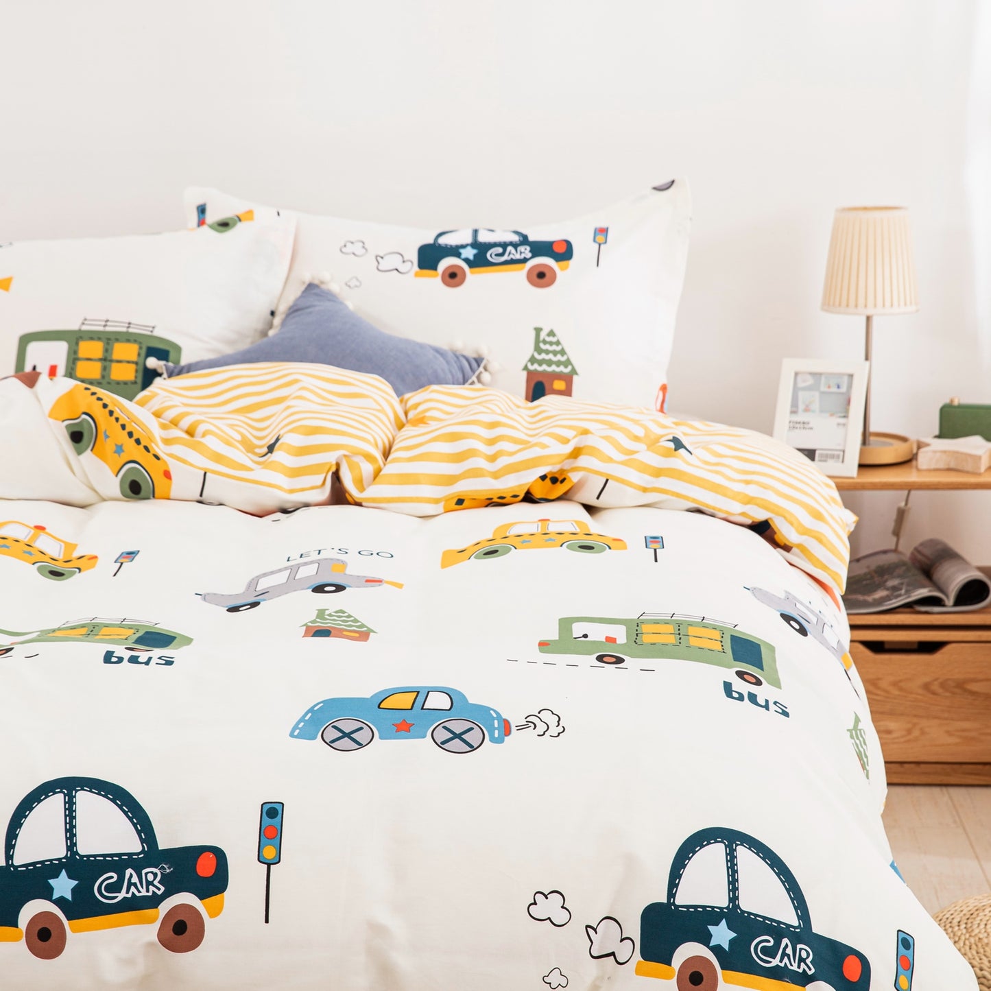 Cars Cartoon Duvet Cover Set,100% Cotton Bedding Sets For Kids