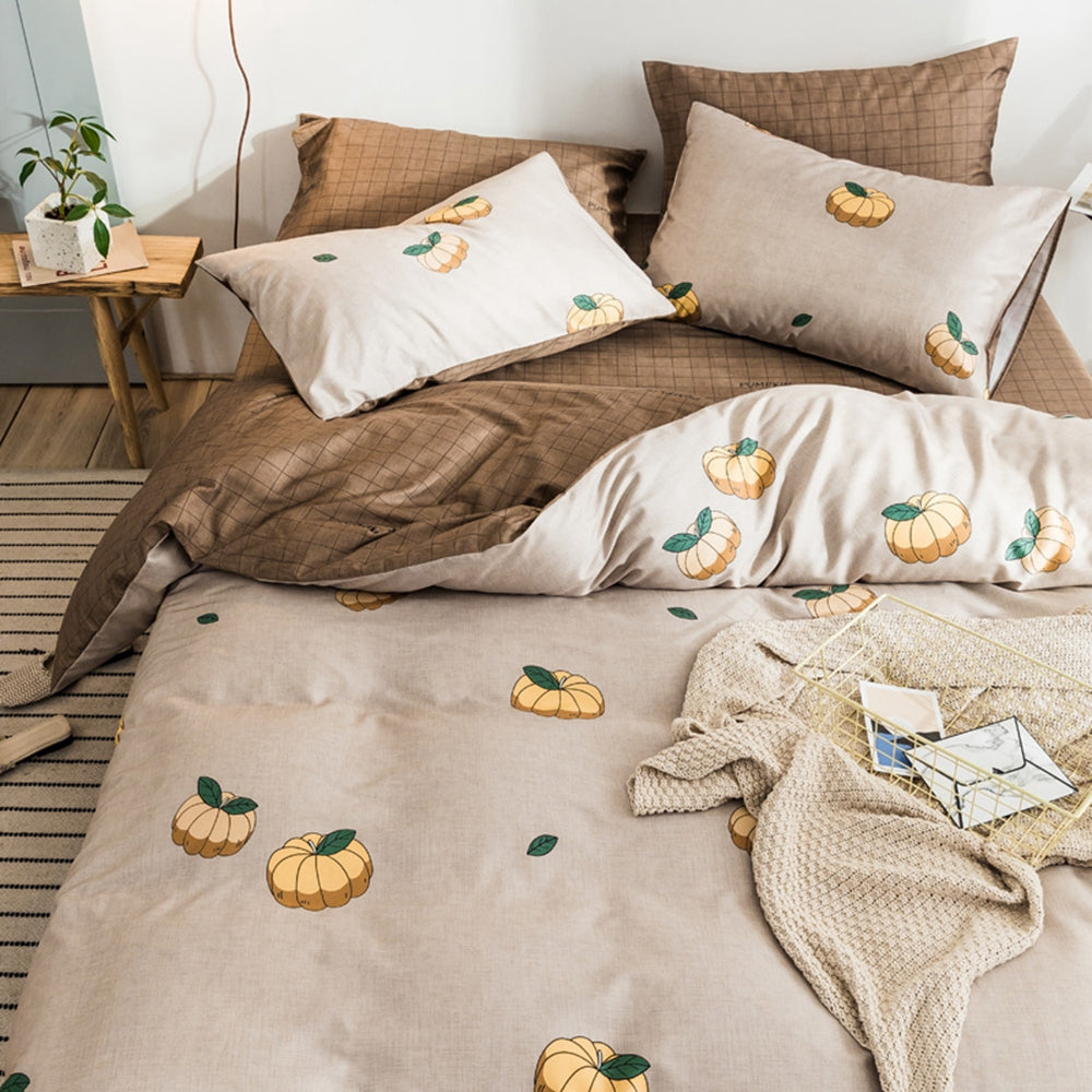 Pure Cotton Little Pumpkin Duvet Cover 4 Pieces Set With 2 Pillowcases
