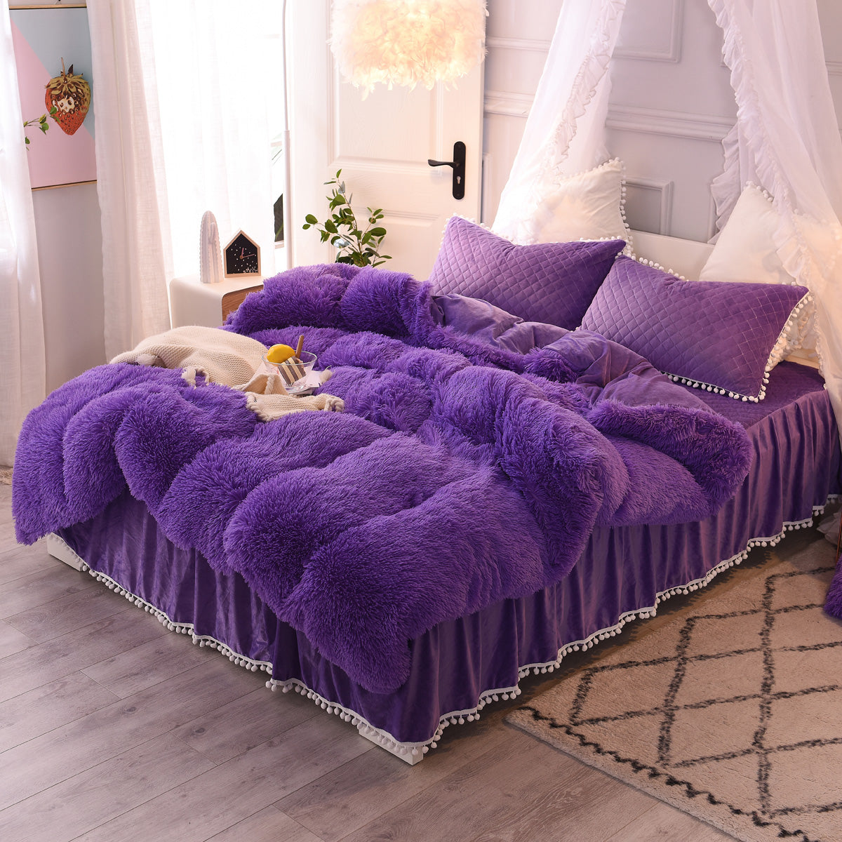Violet Duvet Cover Set With 2 Pillow Cases