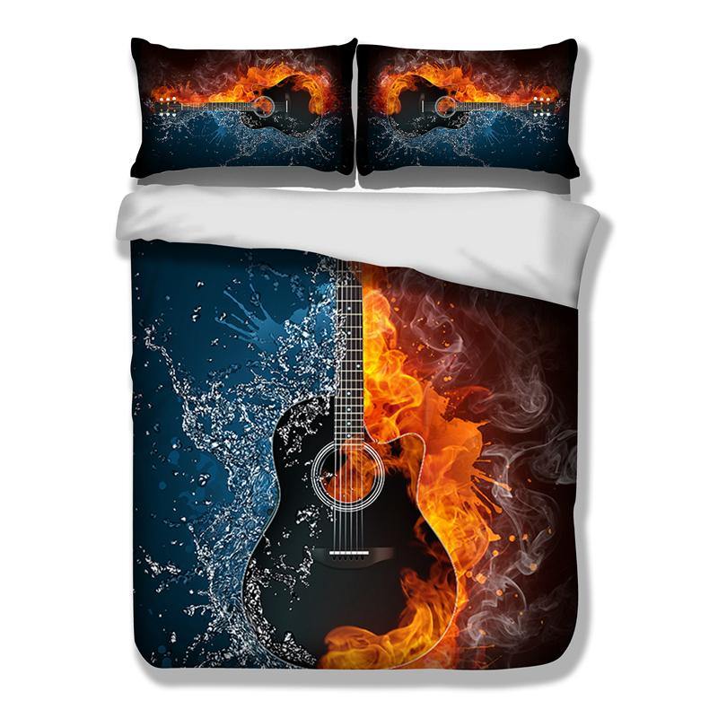 Cool Fire Style 3pcs Guitar Bedding set Duvet cover bedclothes quilt cover pillowcases - Wongs bedding