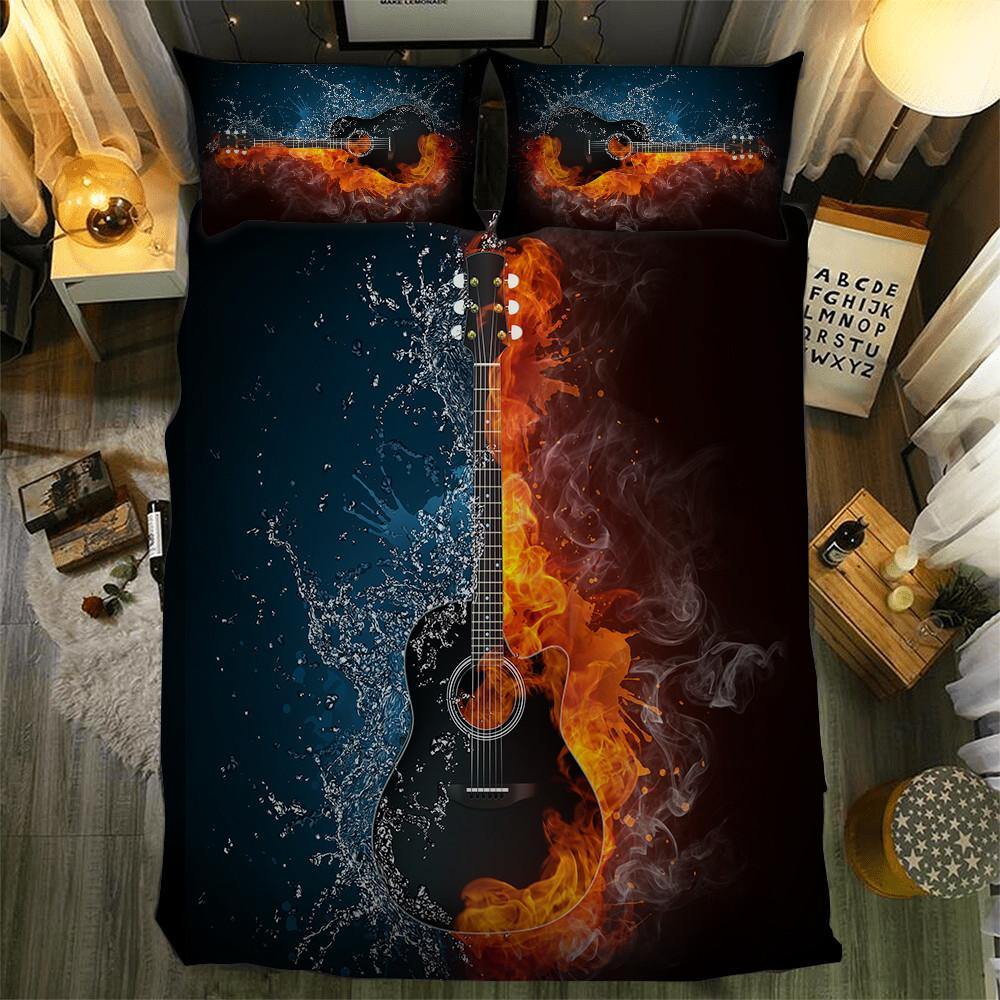 Cool Fire Style 3pcs Guitar Bedding set Duvet cover bedclothes quilt cover pillowcases - Wongs bedding