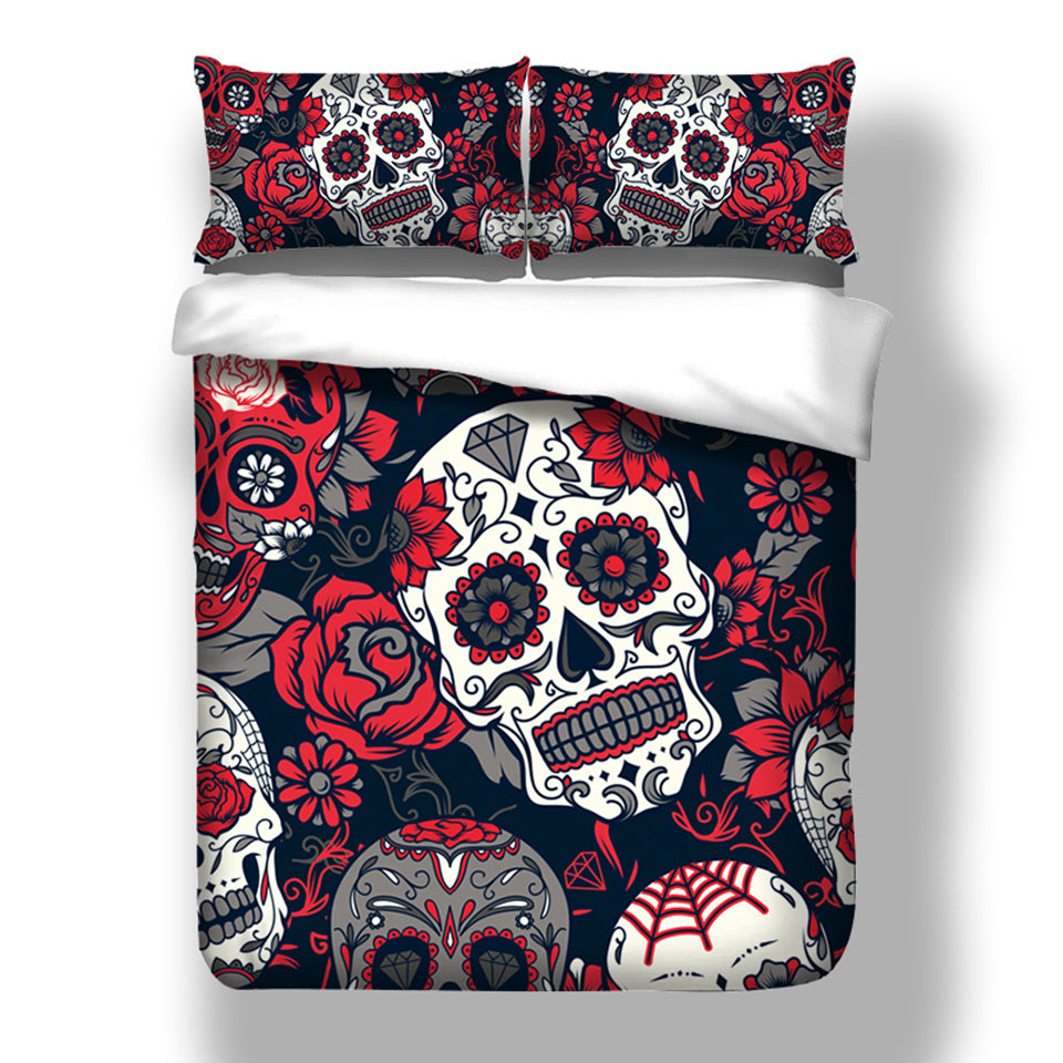 WONGS BEDDING Halloween Skull Duvet cover set Bedding Bedroom set