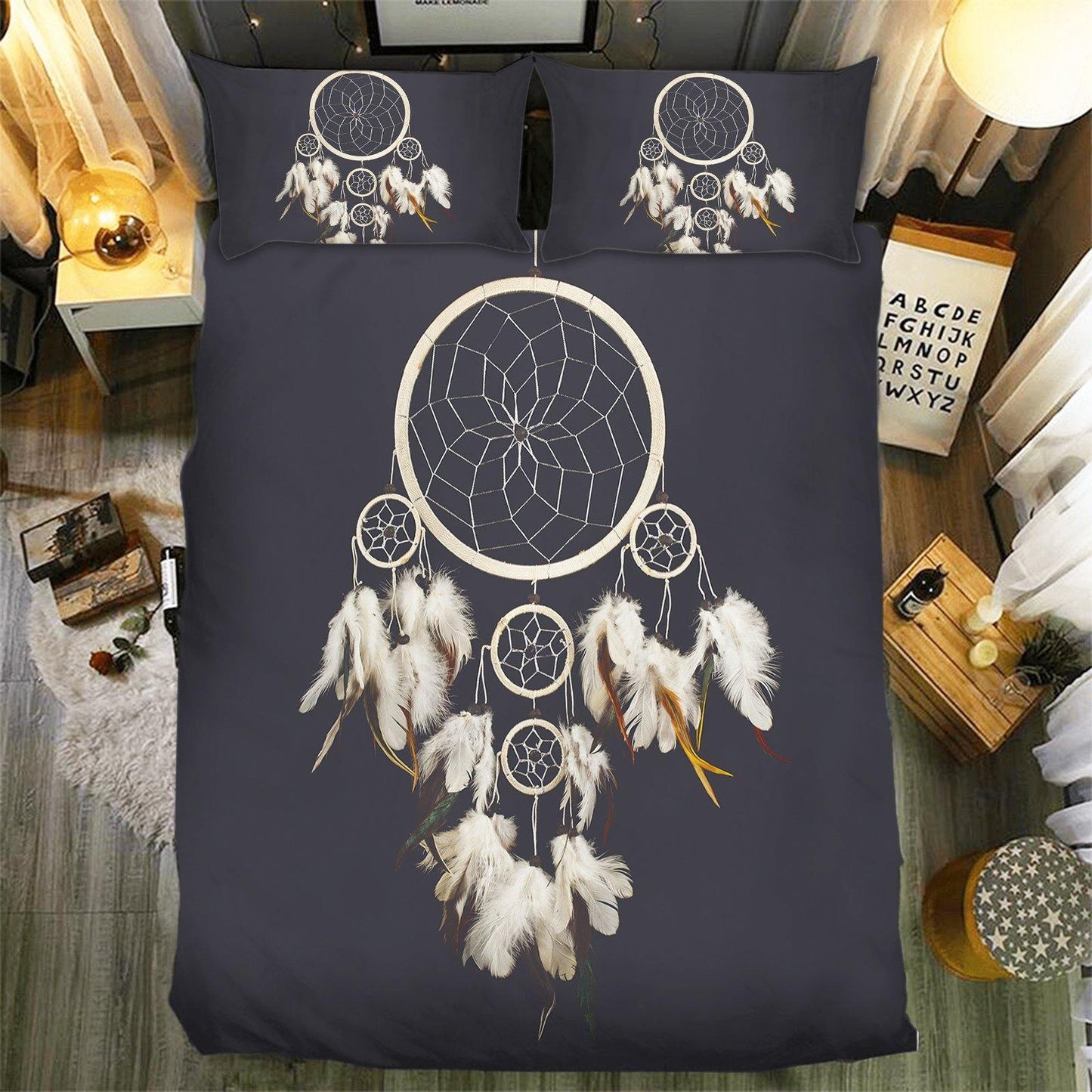 WONGS BEDDING Oversized feather pendant printed bedding kit - Wongs bedding