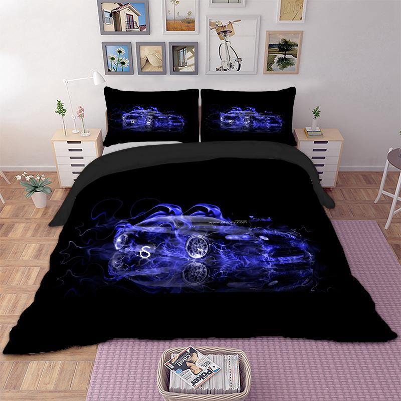 WONGS BEDDING pull-out blue flame car print bedding bedroom homeware - Wongs bedding