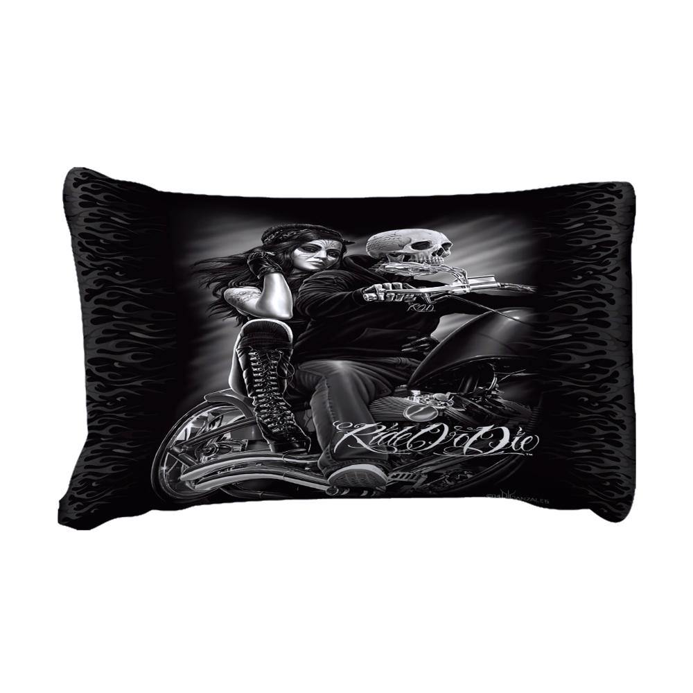 WONGS BEDDING dark style skull rider print bedding bedroom household goods - Wongs bedding